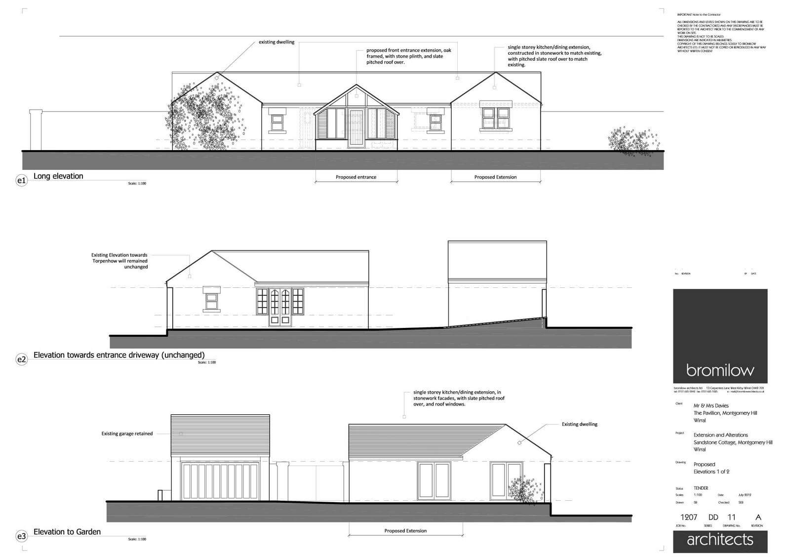 1207 DD 011A - Sandstone Cottage - Proposed Elevations 1 of 2 A3-001